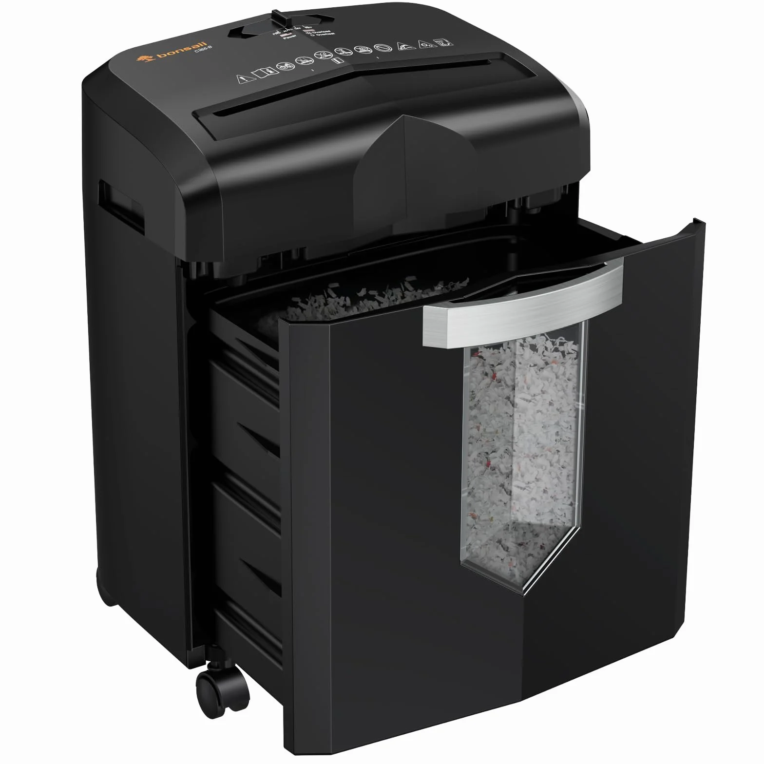 Bonsaii 12-Blatt Partikelschnitt Aktenvernichter, läuft 60 Minuten lang, Hochleistungs schredder aktenvernichter für Home Office, P4 Mikroschnitt papierschredder mit 4 Rollen & 16L Behälter(C266-B)