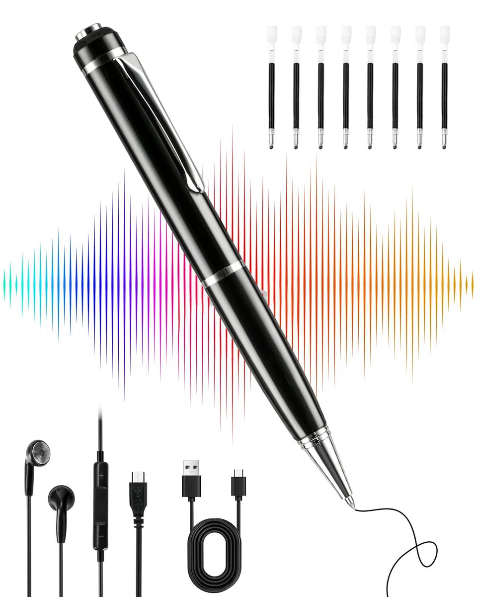 Mini Diktiergerät 64GB, Aufnahmegerät mit 768 Stunden Kapazität, Voice Recorder Pen mit Rauschunterdrückung, EIN-Knopf-Aufnahme, Zeitstempel, Mini Diktiergerät für Meetings,Vorlesungen