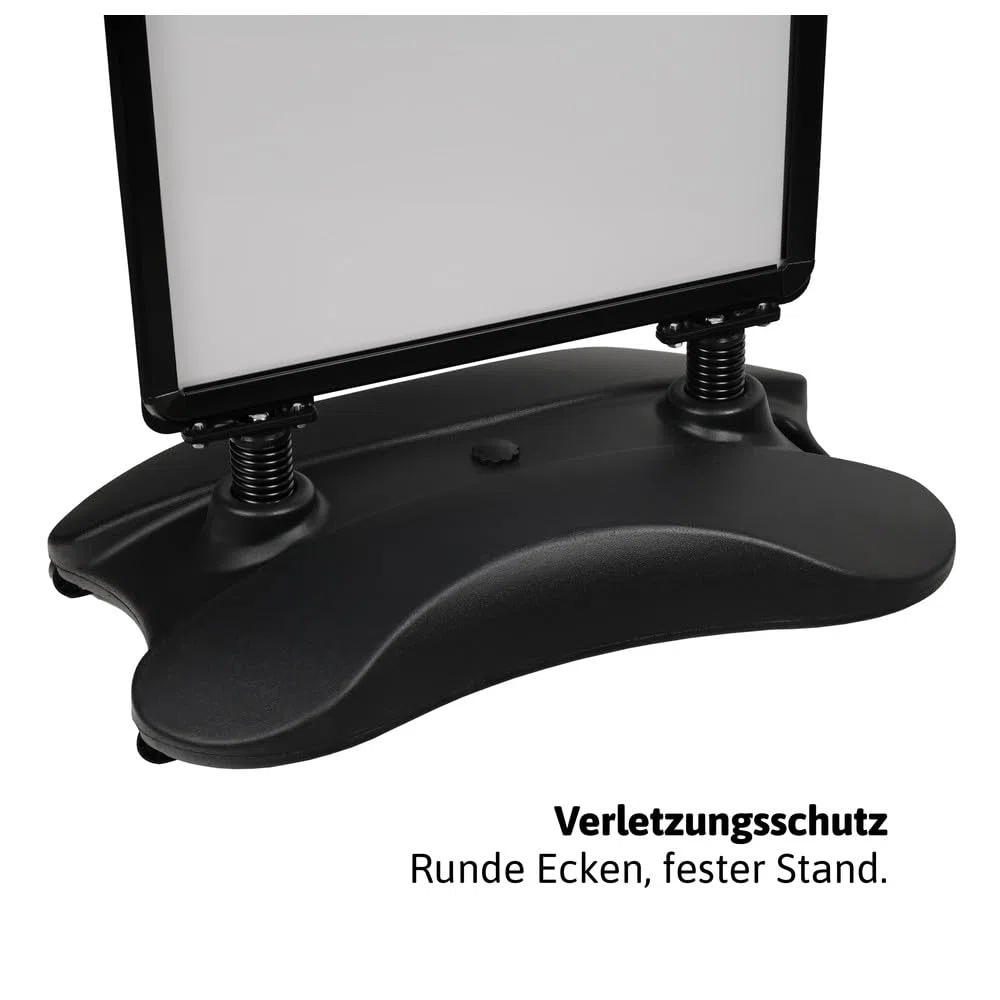 Dönges Kundenstopper A1 – Outdoor Plakatständer für Außenbereich – wetterfest & doppelseitig (Schwarz, Fuß befüllbar + Federn)