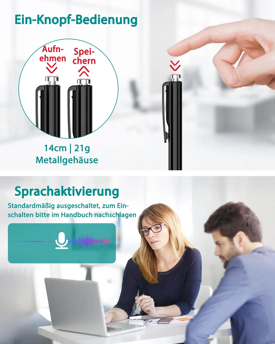 64GB Diktiergerät, XIXITPY Sprachaktivierter Aufnahmegerät mit 908 Stunden Aufnahmekapazität und One-Touch-Aufnahme, Voice Recorder für Vorlesungen Meetings Klassen Interviews