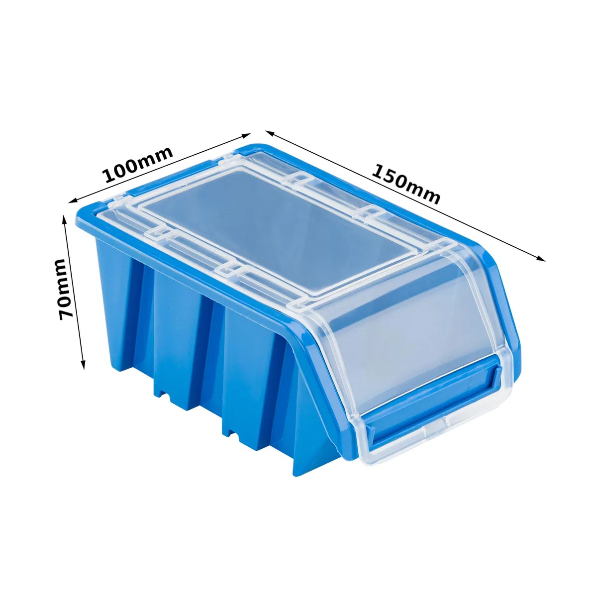 botle 50 x Stapelbox Kunststoff Lagerboxen Stapelbar Stapelkiste Sortierbox Box mit Deckel 100x155x70 blau