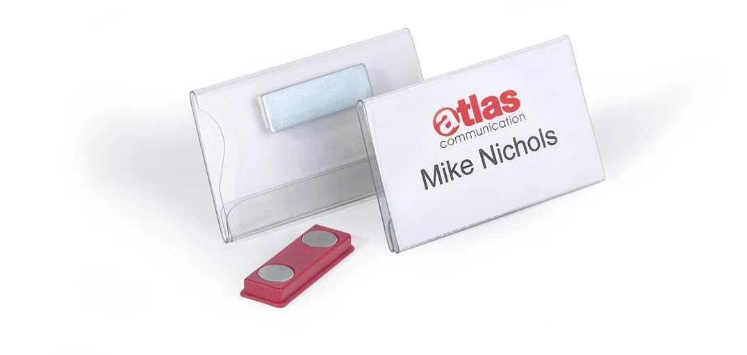 Durable Namensschild (mit Magnet, 40 x 75 mm) Packung à 25 Stück, transparent, 811619