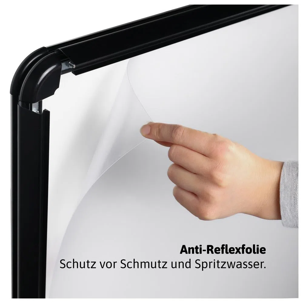 Dönges Kundenstopper A1 – Outdoor Plakatständer für Außenbereich – wetterfest & doppelseitig (Schwarz, Fuß befüllbar + Federn)
