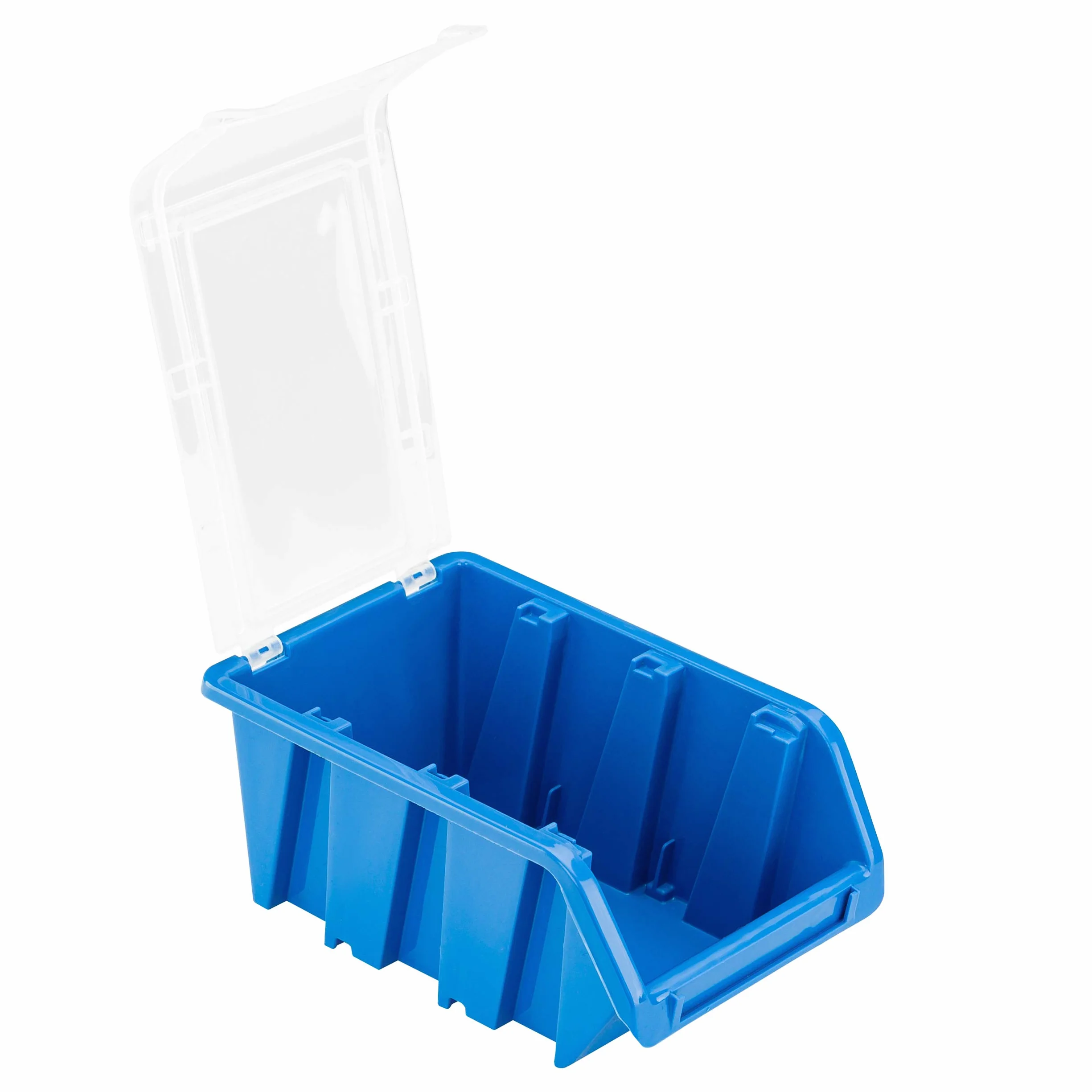 botle 50 x Stapelbox Kunststoff Lagerboxen Stapelbar Stapelkiste Sortierbox Box mit Deckel 100x155x70 blau