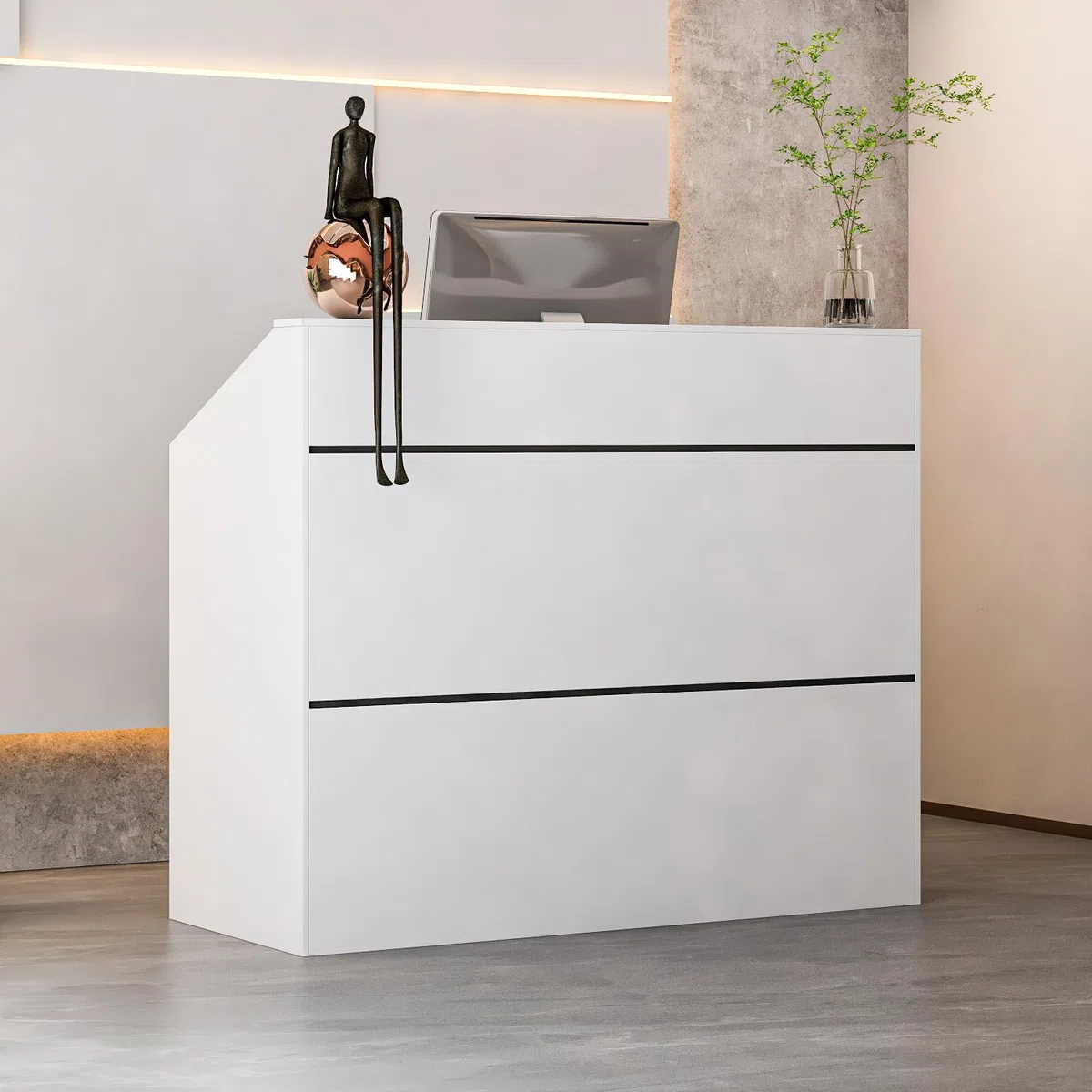 Empfangstheke, Empfangstresen, Rezeptionstisch Empfangstresen, Rezeptionstheke Empfangstheken, Rezeptionstheken, MDF, 120 x 50 x 100 cm, weiß, Moderne Einfachheit
