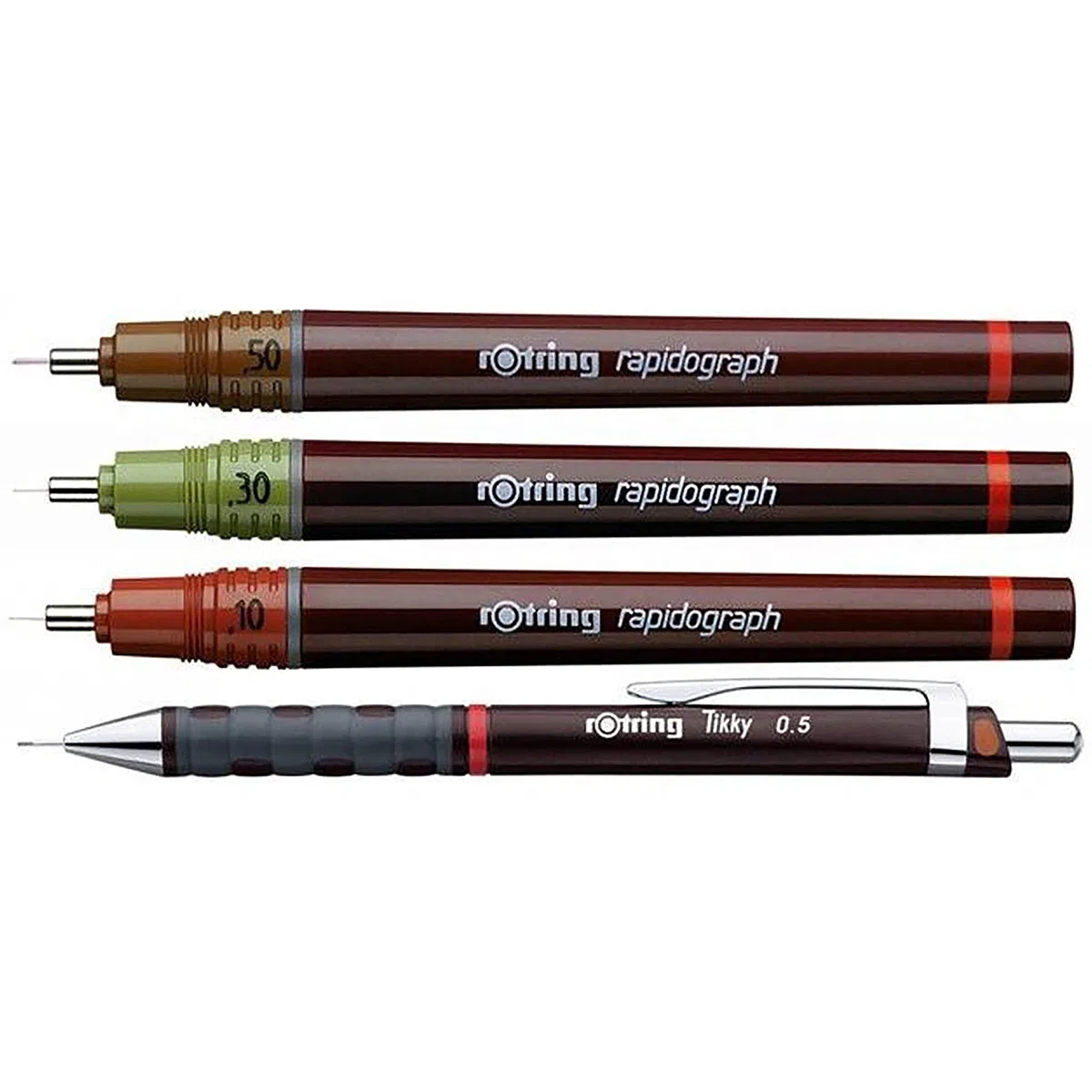 rOtring Isograph Fineliner Master Set | mit Zirkel | 0,1 mm/ 0,3 mm/ 0,5 mm | 3 Stück