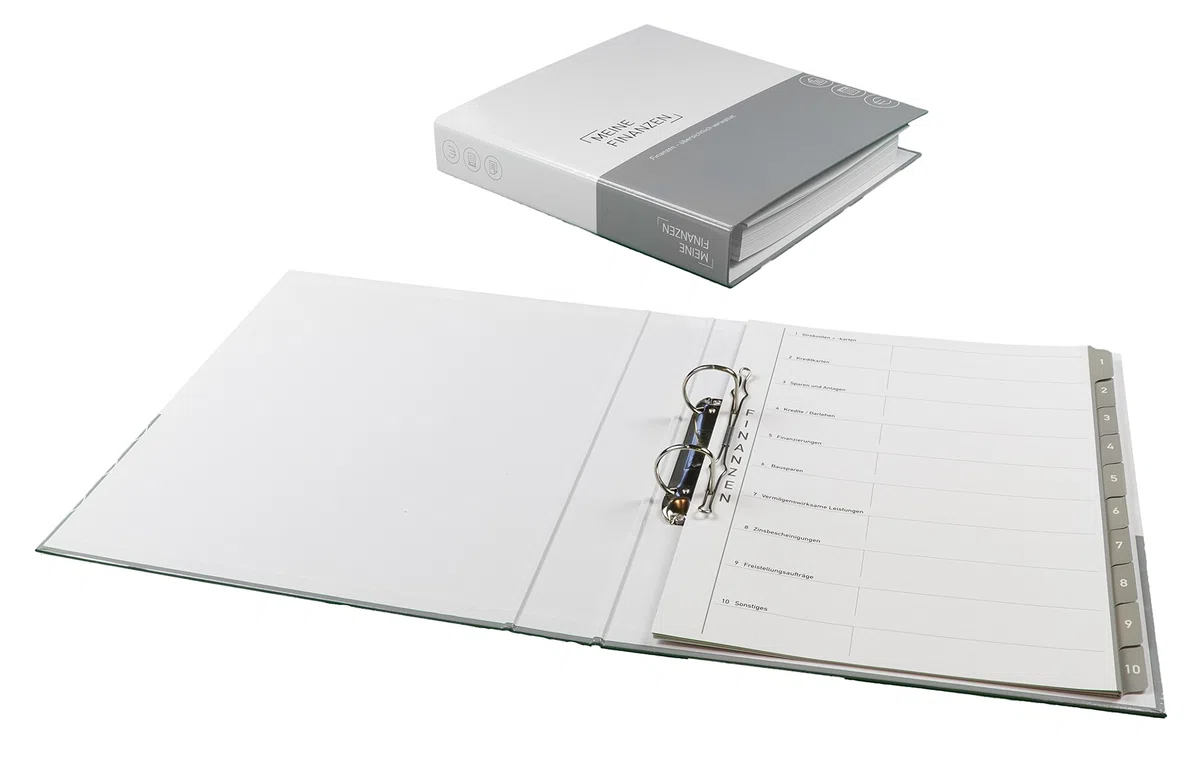 PLASTOREG Smidt GmbH 7er-Pack Themenringbücher mit Register für Versicherungen/Steuern/Vorsorge/Finanzen/Dokumente/Betriebskosten/Gesundheit, Optimale Struktur für die Ablage der wichtigsten Dokumente