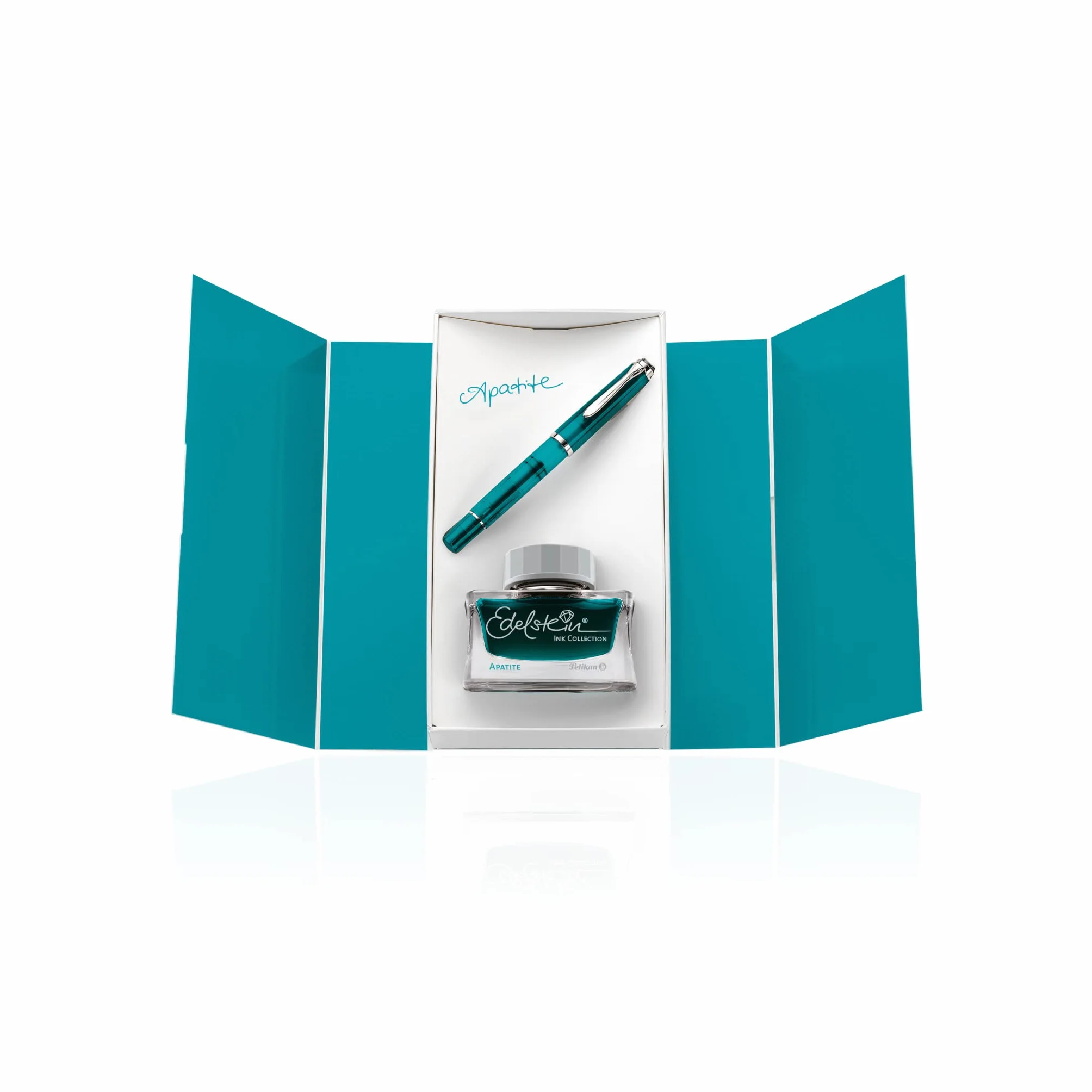 Pelikan Füllfederhalter M205 Apatit Feder EF mit passendem Edelstahlink 50ml Geschenkbox