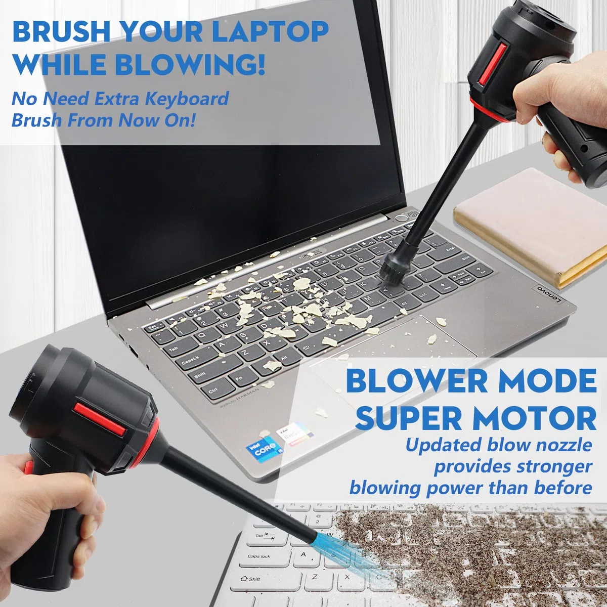 PeroBuno 3-in-1 Computer Staubsauger, Druckluft Staubgebläse, PC Staubsauger Tastatur Reinigungsset, Elektrische Sprühluftkanne für PC, Laptop, Elektronik