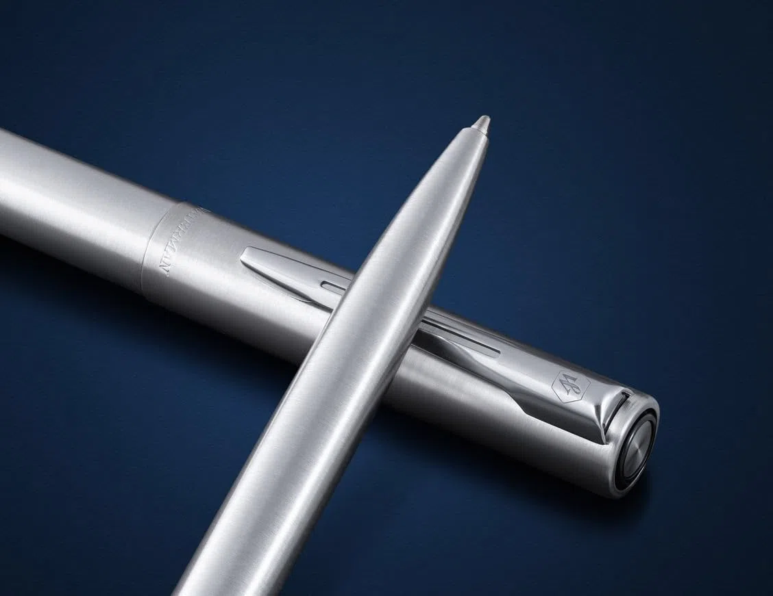 Waterman Allure Schreibset mit Gravur – Kugelschreiber & Füllfederhalter Set personalisiert – Luxus Schreibgeräte Set in Schwarz – Elegantes Geschenk für Damen & Herren (Stainless Steel)