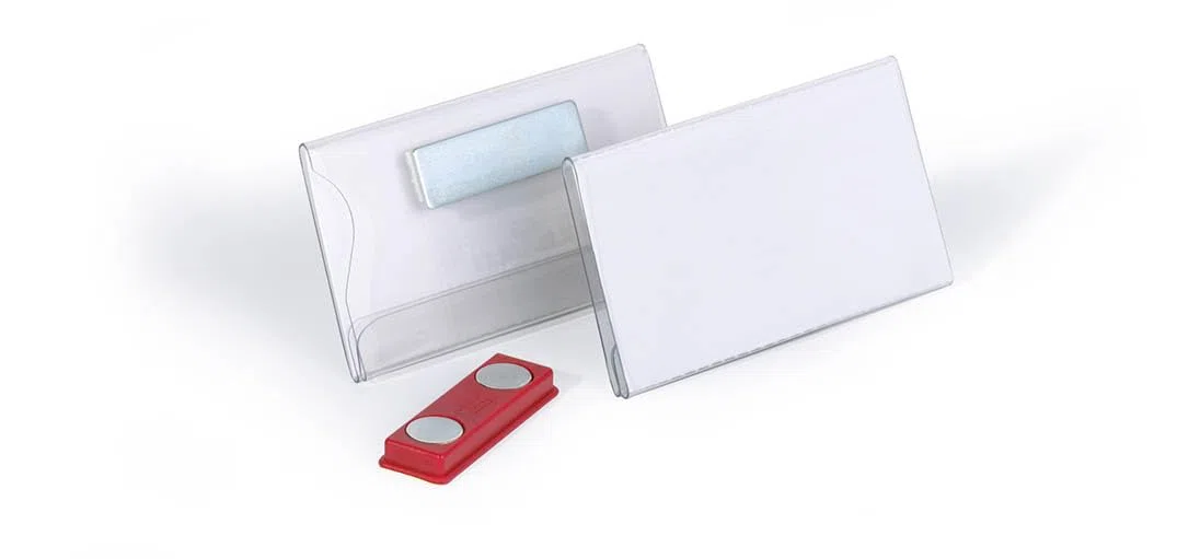 Durable Namensschild (mit Magnet, 40 x 75 mm) Packung à 25 Stück, transparent, 811619