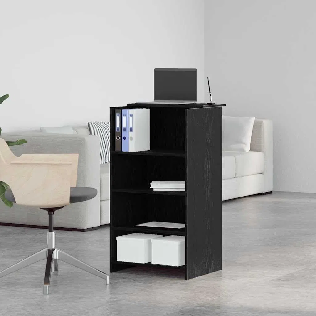 vidaXL Empfangstheke Schwarz 55x50x103,5 cm Holzwerkstoff, Empfangstresen, Salon Empfangstheke, Kassentheke, Empfangstisch, Büro Empfangstheke