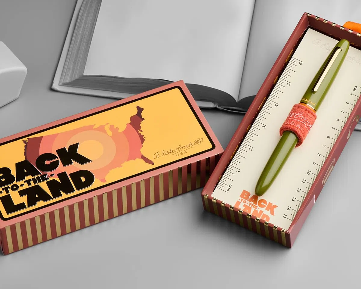 Esterbrook Estie Back to the Land Quirky Leaf Kolbenfüllhalter mit 30ml Tinte Karamell