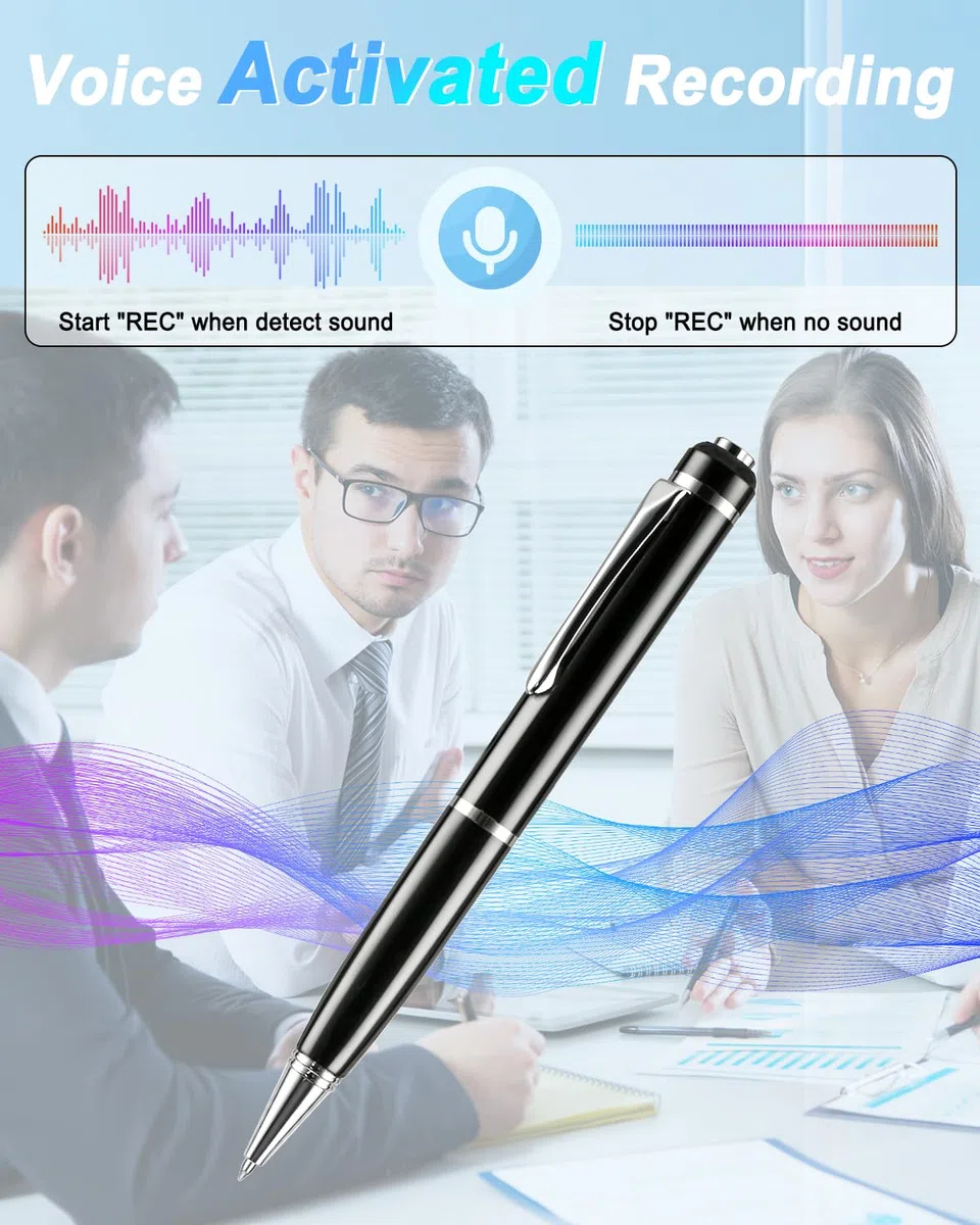 Mini Diktiergerät 64GB, Aufnahmegerät mit 768 Stunden Kapazität, Voice Recorder Pen mit Rauschunterdrückung, EIN-Knopf-Aufnahme, Zeitstempel, Mini Diktiergerät für Meetings,Vorlesungen