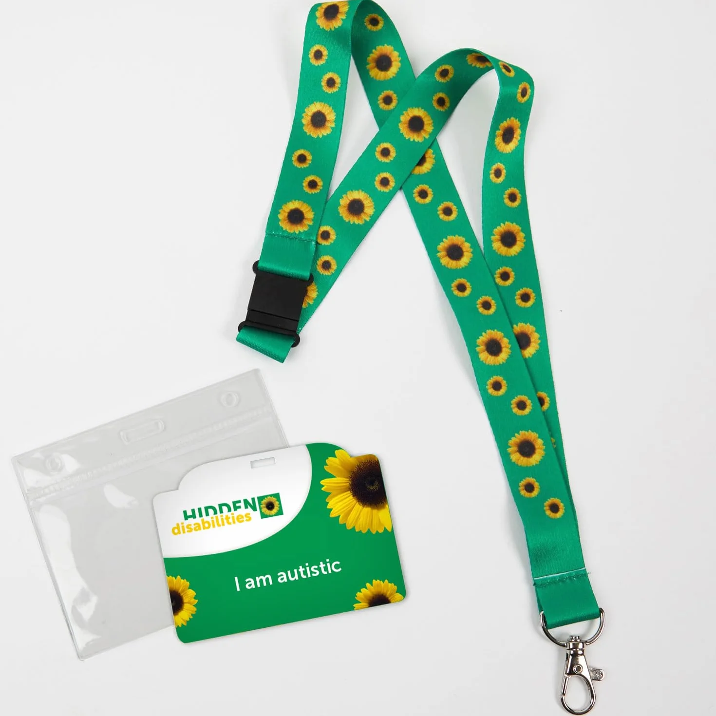 Generic Autismus-Bewusstseinskarte mit versteckten Behinderungen, Sonnenblumen-Schlüsselband, versteckte Behinderungskarte