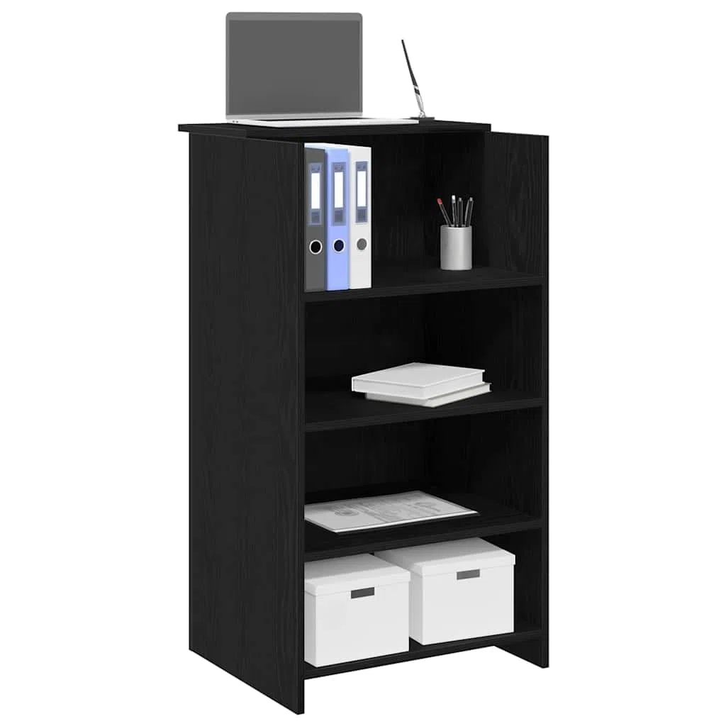 vidaXL Empfangstheke Schwarz 55x50x103,5 cm Holzwerkstoff, Empfangstresen, Salon Empfangstheke, Kassentheke, Empfangstisch, Büro Empfangstheke