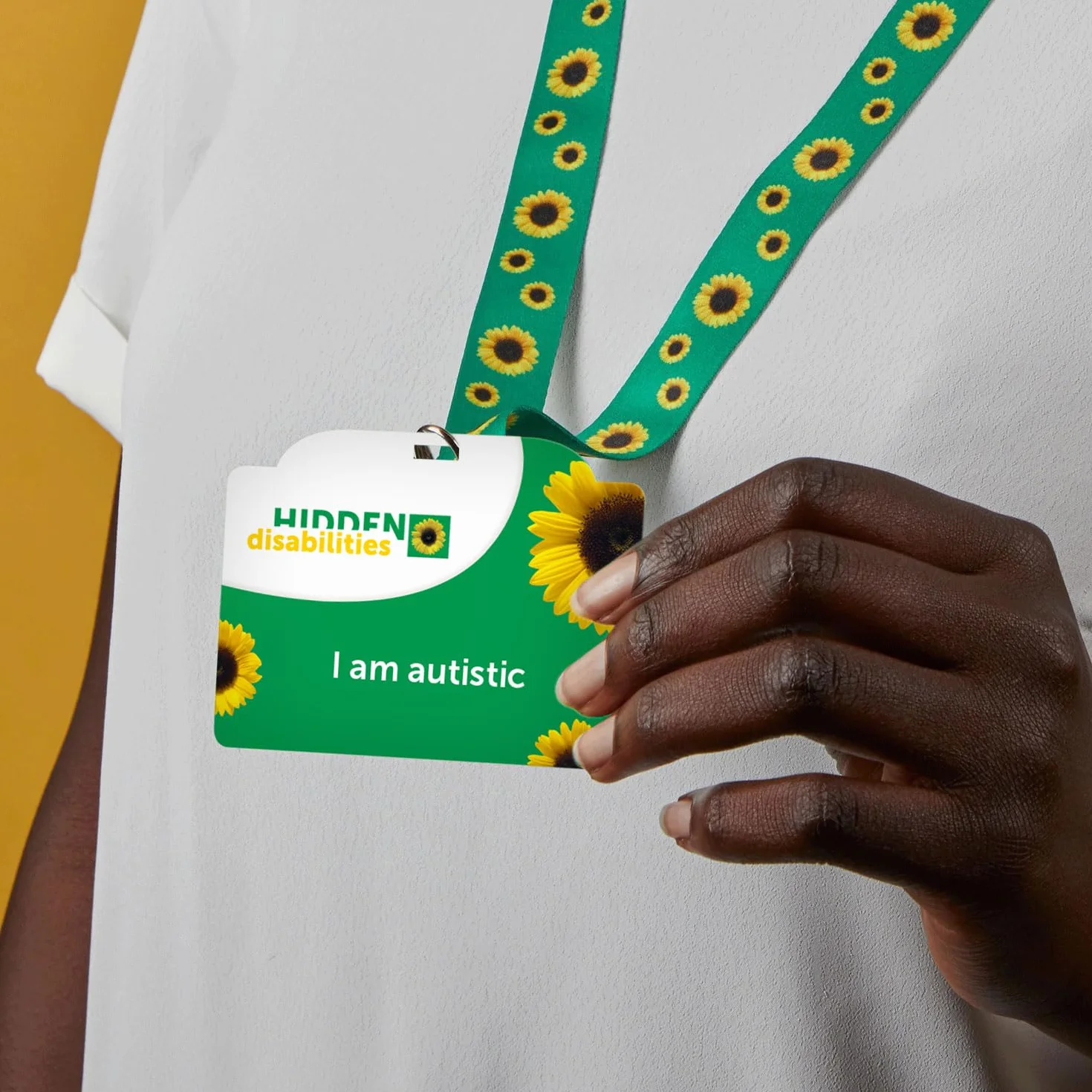 Generic Autismus-Bewusstseinskarte mit versteckten Behinderungen, Sonnenblumen-Schlüsselband, versteckte Behinderungskarte