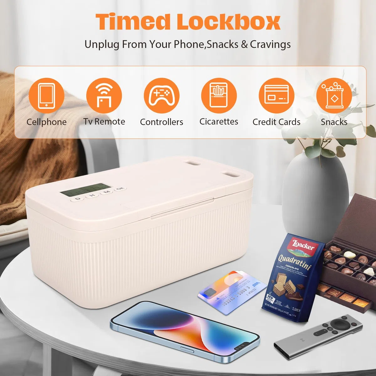 Zeitgesteuerte Sicherheitsbox mit Passwortschutz, Selbstdisziplin-Box, Timer Türöffnungs-Passwortbox, Handy-Schließfach & Medikamentenbox zur Selbstkontrolle, Suchtmanagement & Sicheren Aufbewahrung