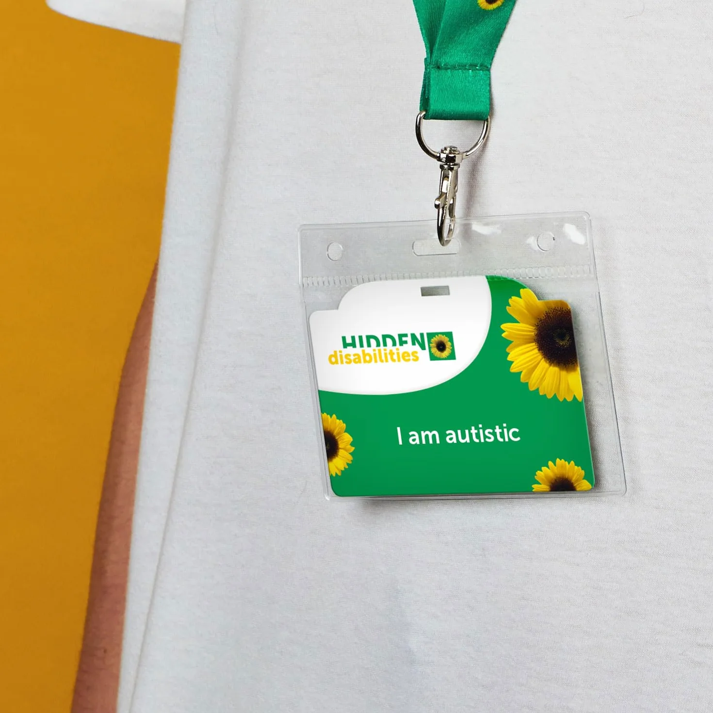 Generic Autismus-Bewusstseinskarte mit versteckten Behinderungen, Sonnenblumen-Schlüsselband, versteckte Behinderungskarte