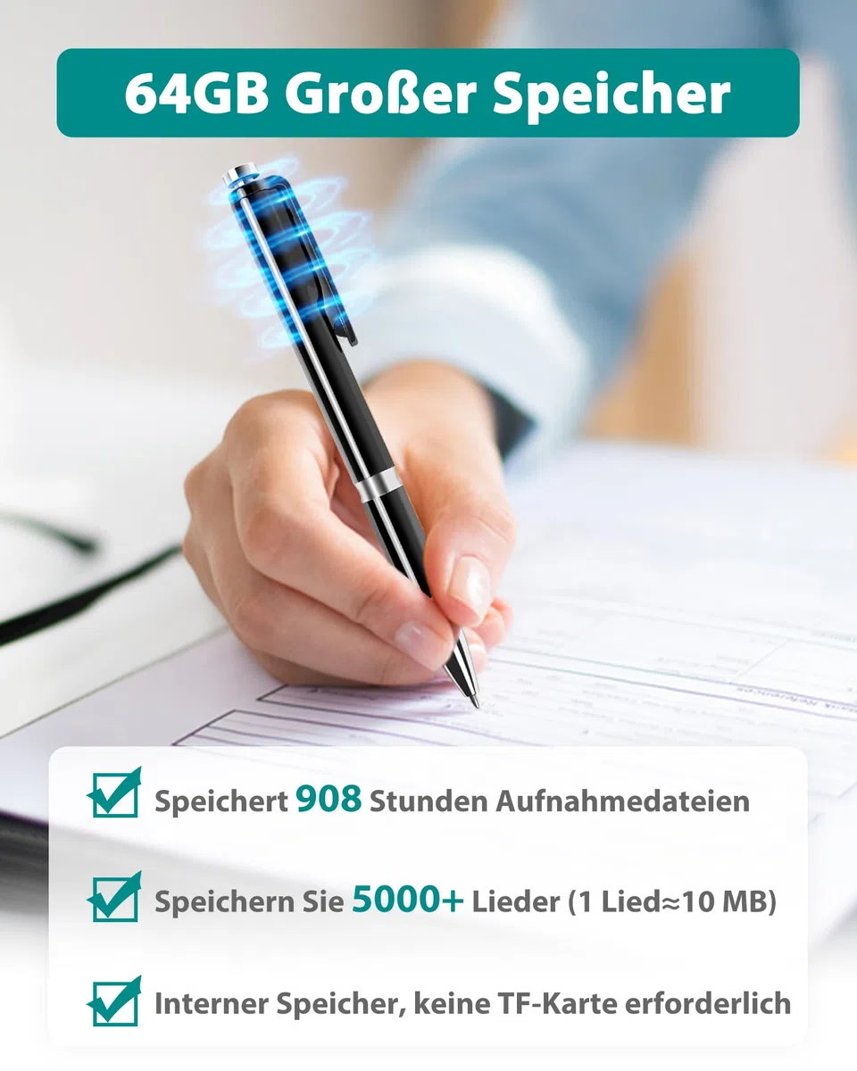64GB Diktiergerät, XIXITPY Sprachaktivierter Aufnahmegerät mit 908 Stunden Aufnahmekapazität und One-Touch-Aufnahme, Voice Recorder für Vorlesungen Meetings Klassen Interviews